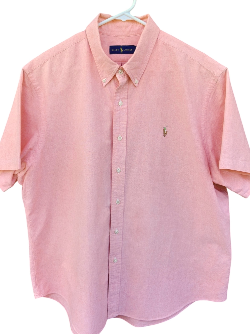 Ralph Lauren Mens XXL Orange Oxford Shirt Short Sleeve Button Down COTTON